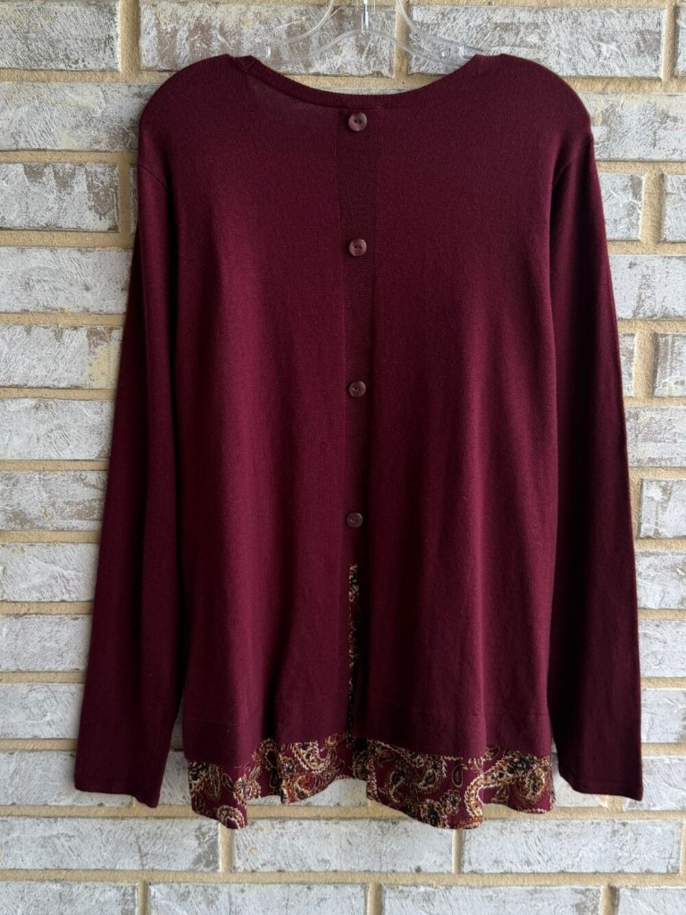 J. Jill NWT Cotton Blend Long Sleeve Round Neck Burgundy Pullover Sweater Size L - Picture 2 of 8